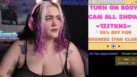 Snapshot of nevermakeawish chatting on 07-17-26, 09:38 Wishs Playground online show from 07-17-26, 09:38