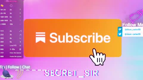 Snapshot of secret_sir chatting on 06-15-26, 10:23 Dean Carter online show from 06-15-26, 10:23