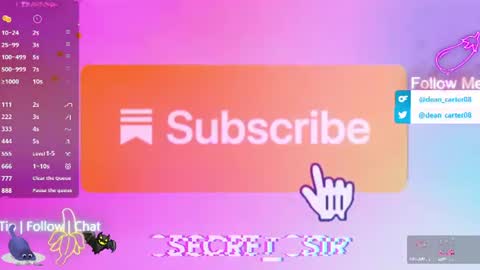 Snapshot of secret_sir chatting on 06-29-26, 10:54 Dean Carter online show from 06-29-26, 10:54
